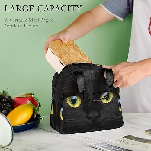 Miniatura 8 de Yellow-Eyed Black Cat Lunch Box for Women Men Insulated Lunch Bag Reusable Lunch Tote Bag Lunch Container