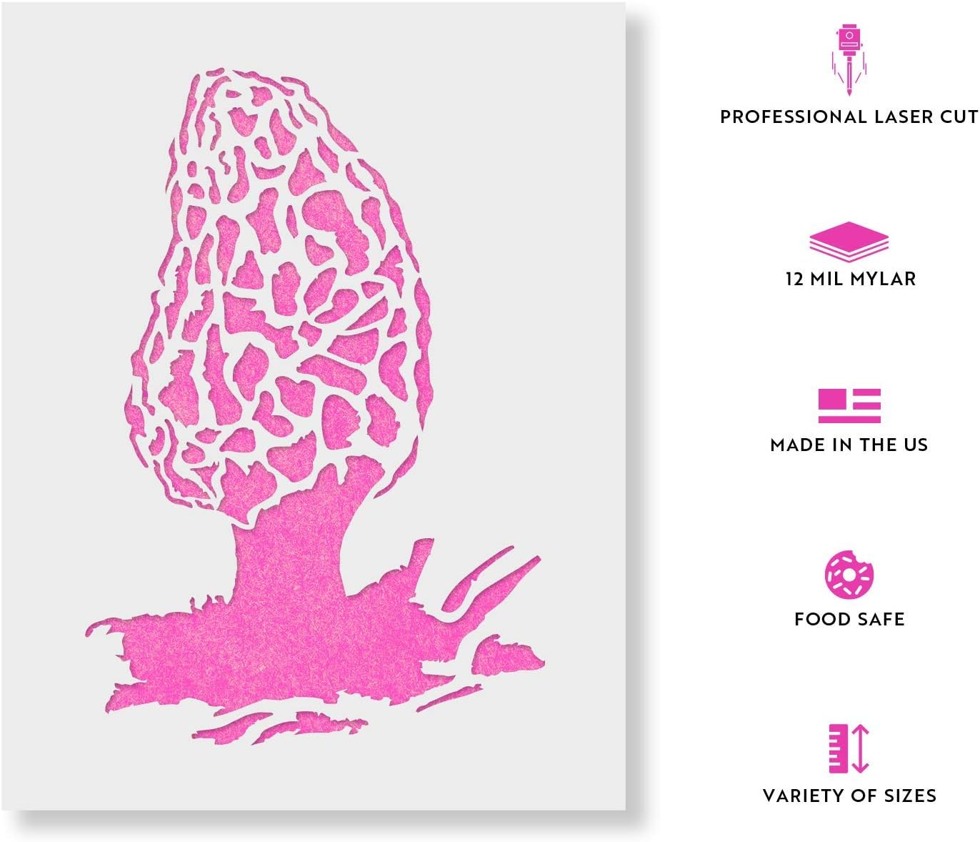 Morel Mushroom Stencil - Plastic Stencils, Stencils for Art, Drawing Stencils, Stencils for Crafts, Reusable Stencils