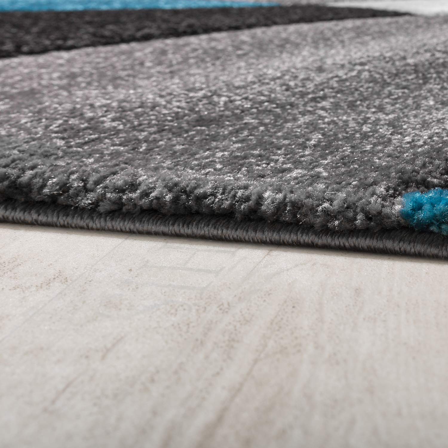 Paco Home Designer Teppich Modern Geometrische Muster Konturenschnitt In Türkis Grau Schwarz, Grösse:160x230 cm