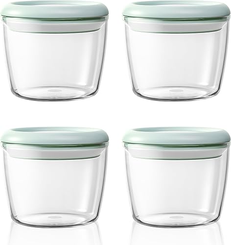 Tritan - Recipientes de avena durante la noche, juego de 4, recipientes herméticos de yogur de 14 onzas, tarros de pudín de chía inastillables con