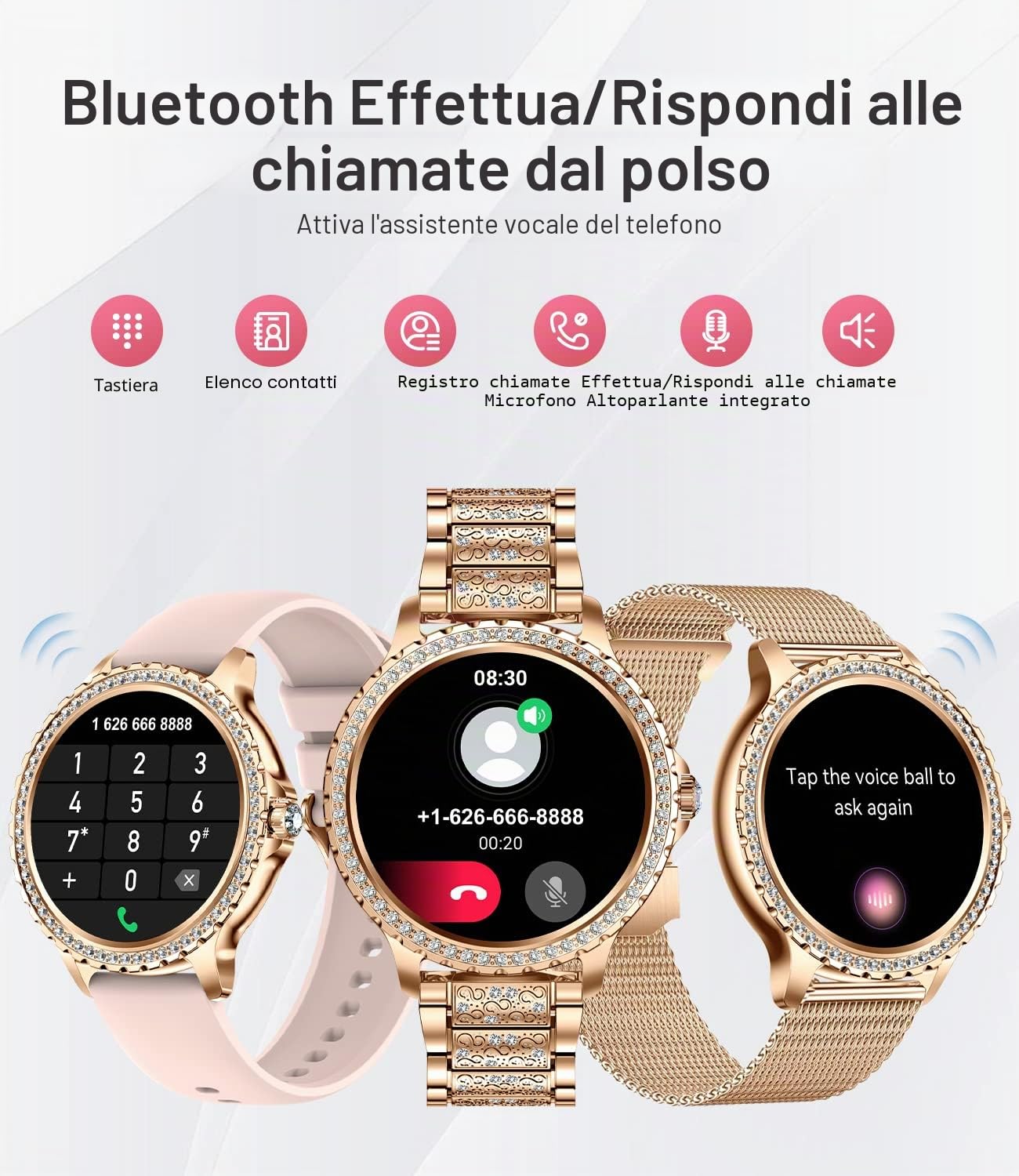 LIGE Smartwatch Donna, 1.32'' Orologio Smartwatch Donna Chiamate e Whatsapp, Smart Watch con Cardiofrequenzimetro Sonno SpO2 Monitor 20 Sportivo, IP67 Impermeabile Contapassi Tracker per Android iOS
