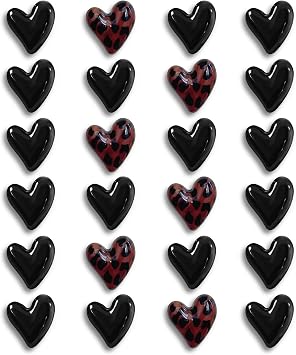 24PCS Fridge Magnets Cute Love Heart Refrigerator Magnets, Decorative Magnets for Whiteboard Cabinet Locker, Lovely Fun Magnets for Classroom Home Kitchen Office Black Leopard