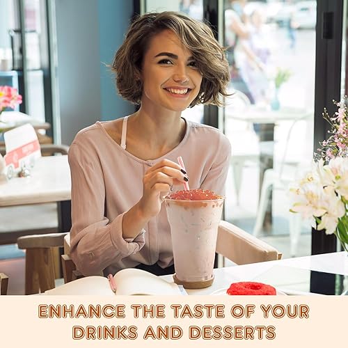 Vista 72 de Fanale Perlas de fresa y mango, veganas, sin OMG, sin gluten, sin grasa, perfectas para té de burbujas, batidos, helados, postres y bebidas, 2