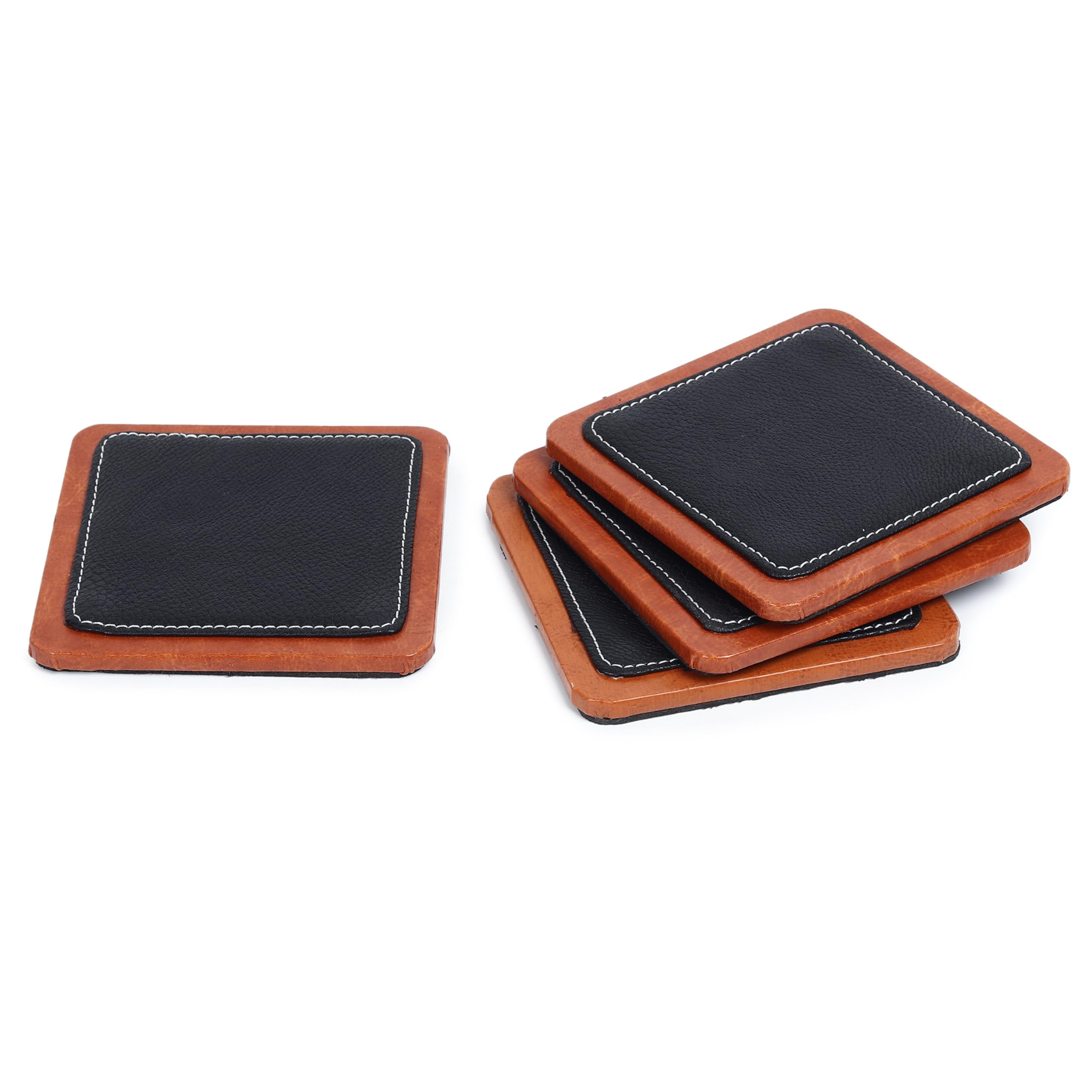DESKDOCK VIP Organizer da scrivania in pelle con scatola per fazzoletti, porta telecomando, portapenne, nero e marrone, grande