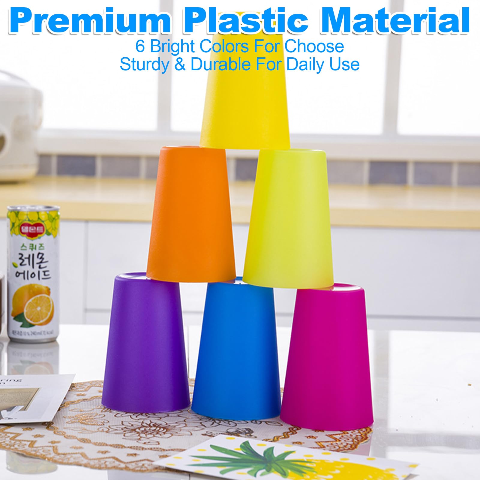 Paquete de 60 vasos de plástico multicolor de 260 ml, vasos de fiesta para beber, picnic, camping, cocina, fiestas al aire libre, picnics, barbacoas, viajes