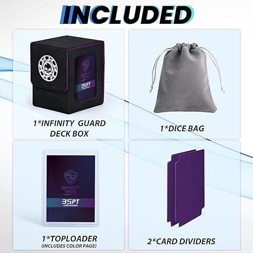 Miniatura 6 de Infinity Guard Caja de cartas para MTG, Magic Commander Deck Box se adapta a más de 200 tarjetas sin fundas para tarjetas comerciales TCG CCG (azul)