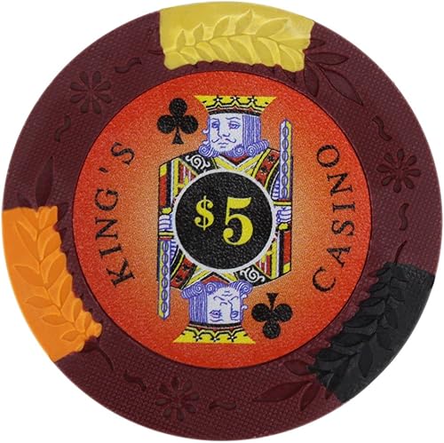 Brybelly King's Casino Premium Poker Chip 0.49oz Heavy yweight Clay Composite - Paquete de 50