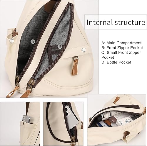 Miniatura 3 de Canvas Sling Bag - Small Crossbody Backpack Shoulder Casual Daypack Rucksack for Men Women Outdoor Cycling Hiking Travel