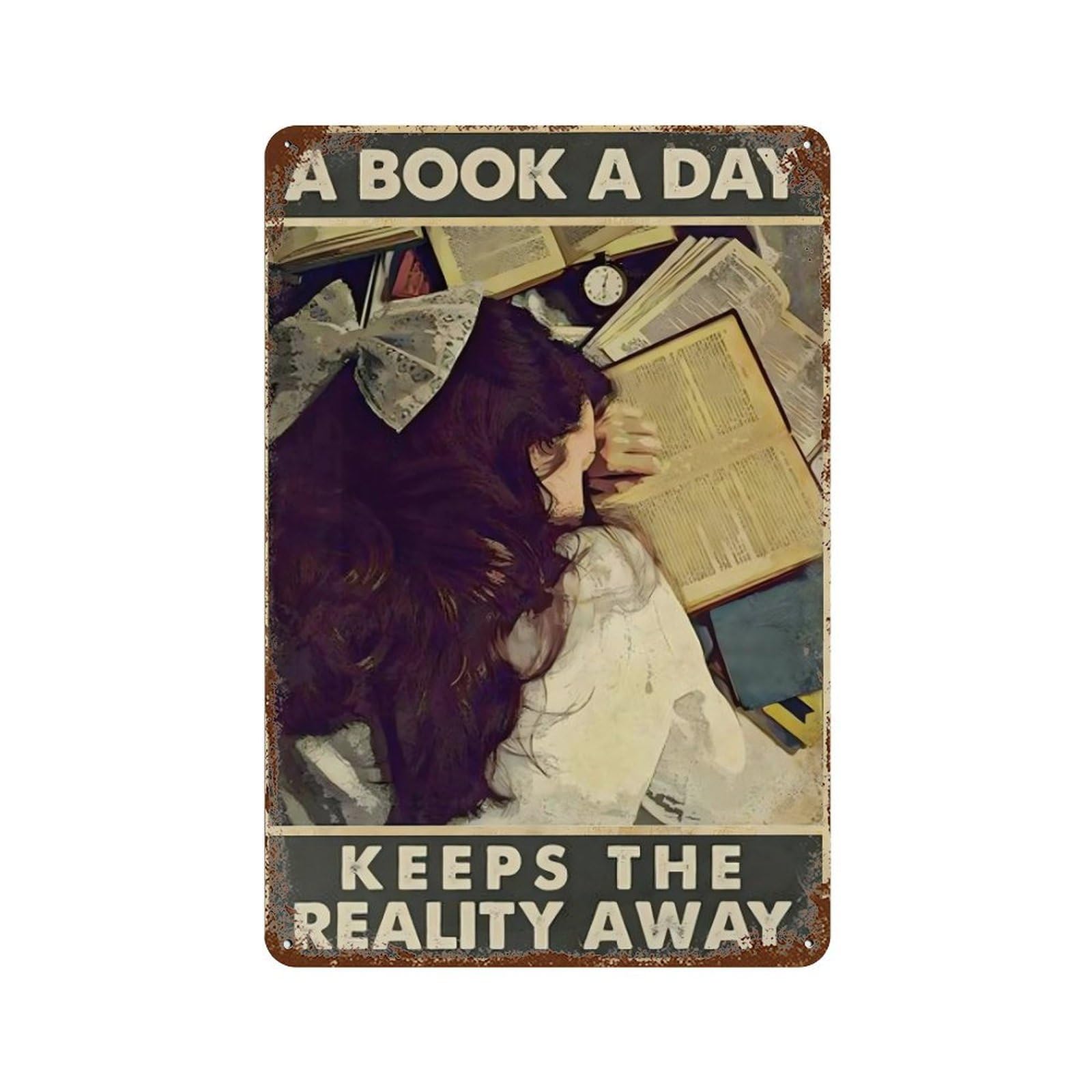 xiaoxiaoshen A Book A Day Retro Literary Wall Decor Art Metal Tin Poster Modern Home Decor Art Home Bar Shop Decorations Vintage Sign 30x20cm
