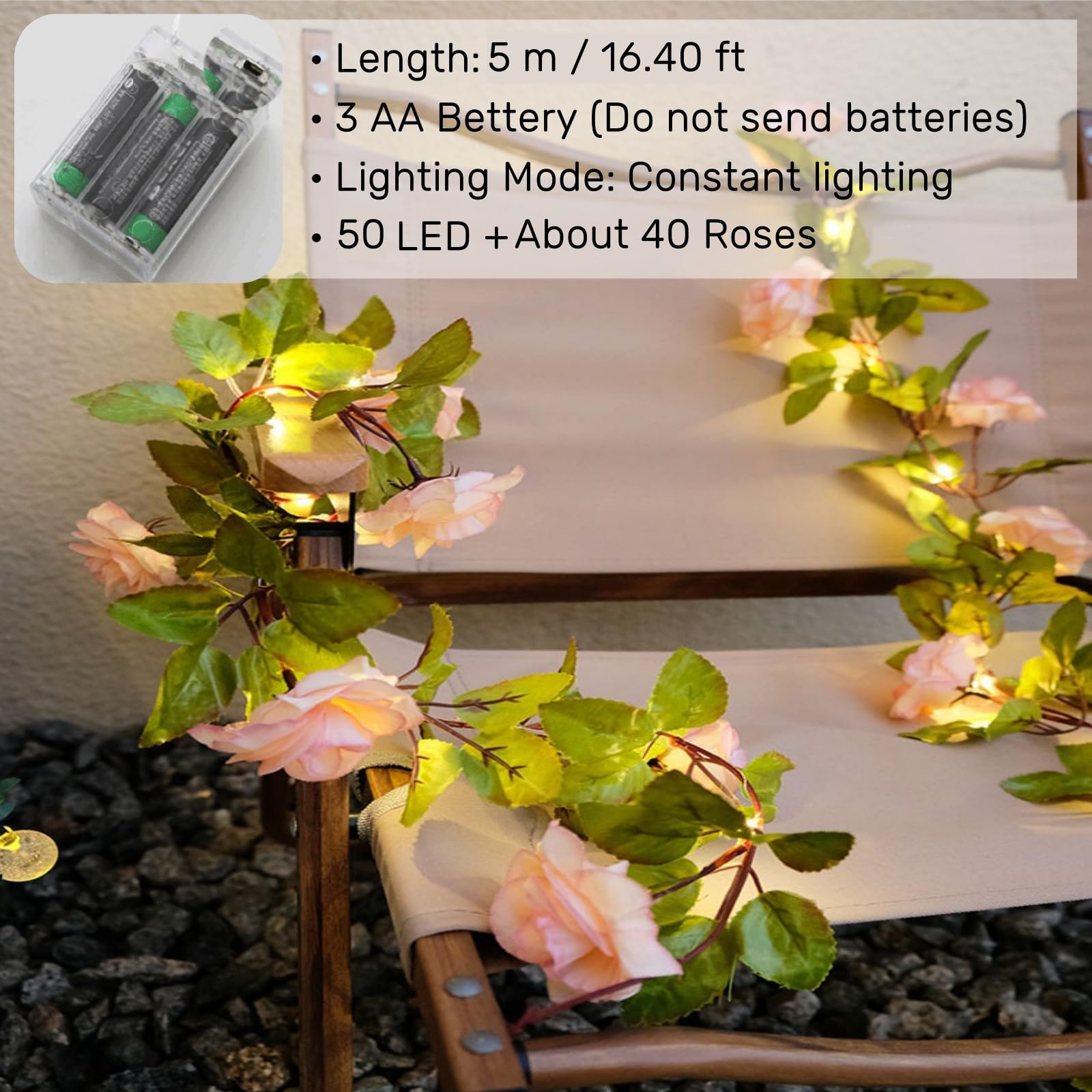Guirlande Lumineuse à Fleurs, Lampe Suspendue à LED Romantique en Forme de Rose, for l'intérieur et l'extérieur, for la Saint-Valentin, Un Mariage, Une Chambre, Un Jardin, Un Patio, Une décoration de