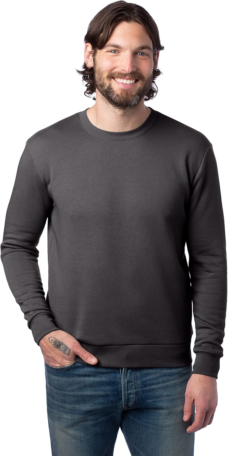 Alternative Men's Sweatshirt, Eco-Cozy Pullover Lightweight Fleece Crewneck