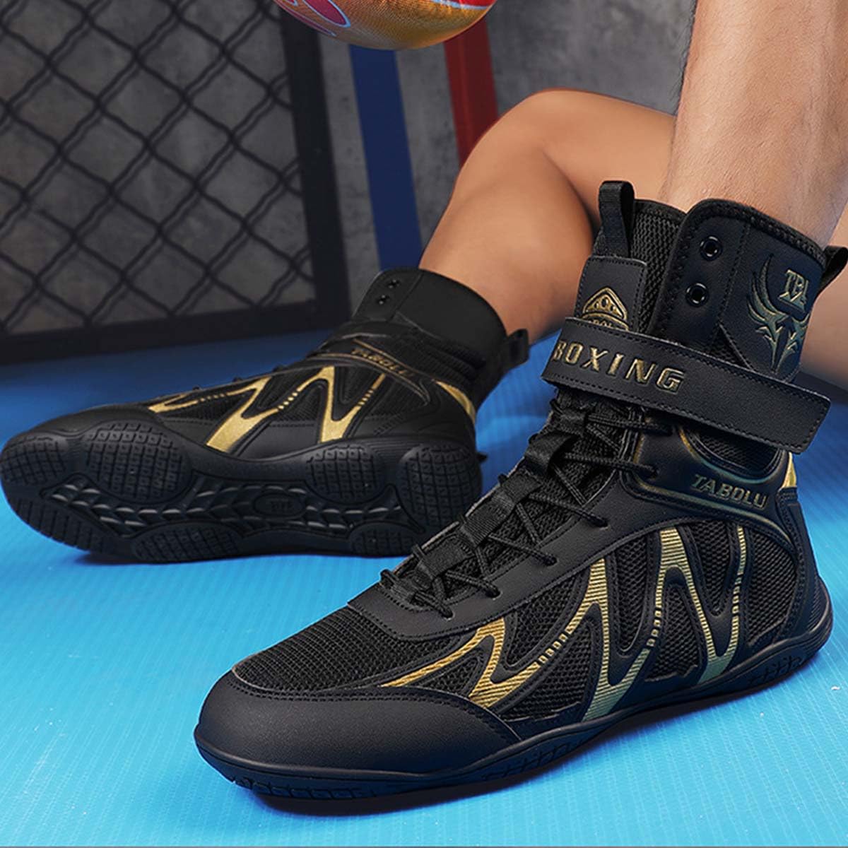 SDEQA Zapatos De Boxeo Hombre Zapatos de Entrenamiento Lucha Transpirables Interiores Botas de Fitness Competición Marciales,Juvenil