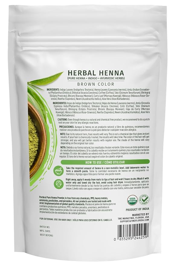 Pardesi Henna Orgánica Marrón 200g - Color y Tratamiento Natural miniatura 2