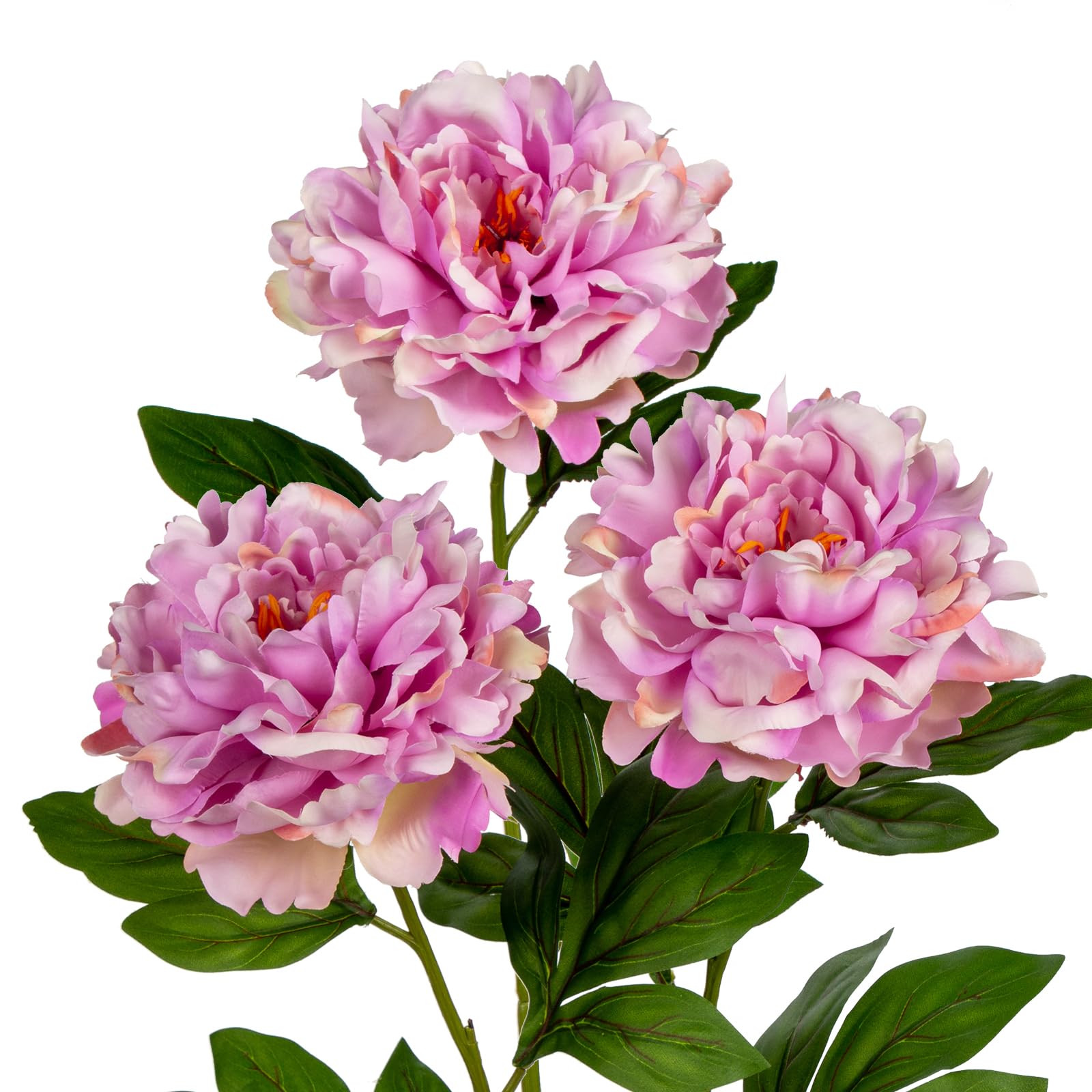 Hollyone 5.5'' Light Purple Artificial Flowers with 30.3'' Long Stem, 3 pcs Realistic Fake Peonies Decorative Faux Flowers for Home Decor, Wedding, Bridal, Party, Garden, Floral Arrangements