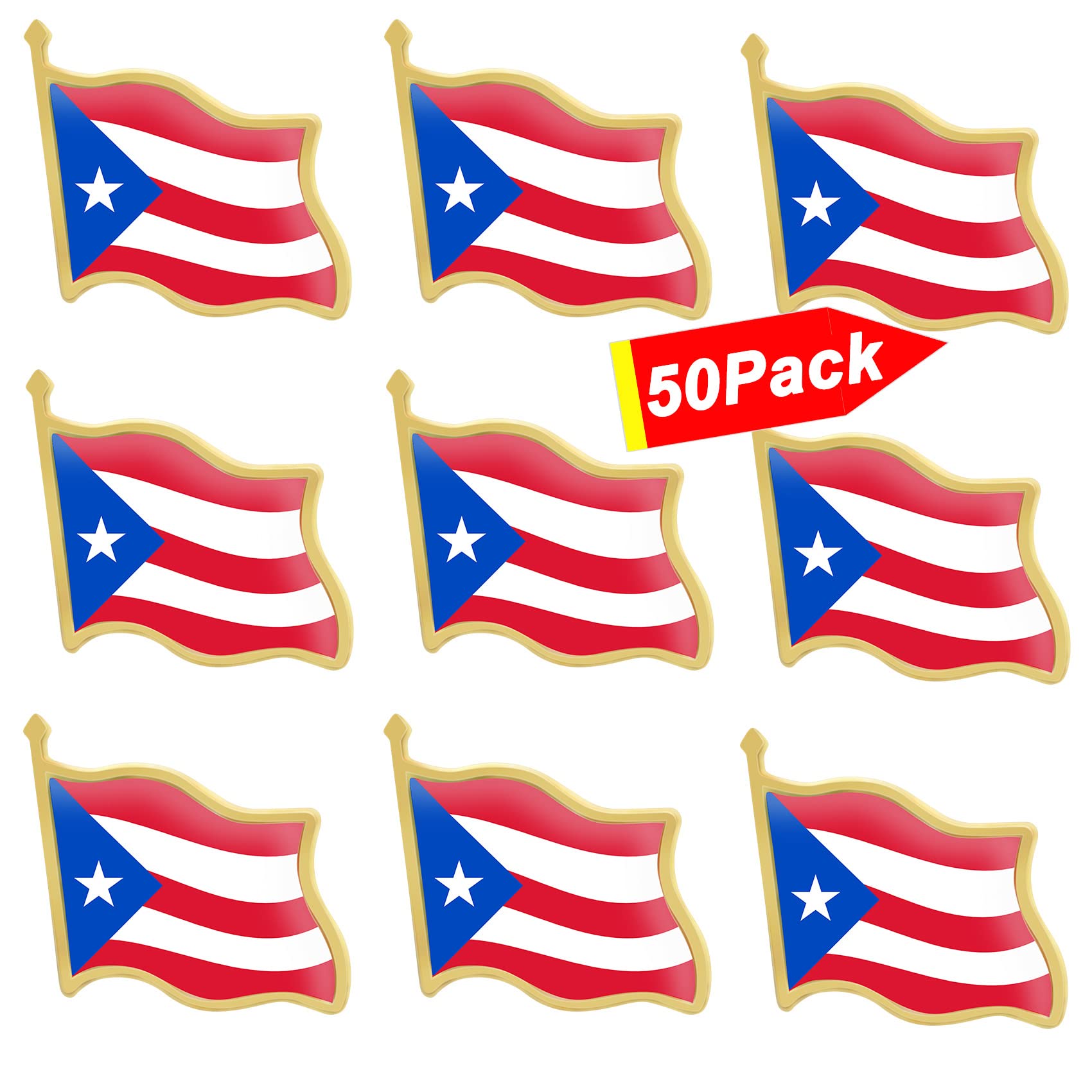 12/24/50/100 Pack-Puerto Rico Flag Lapel Pins Waving New Puerto Rican Flag Pins bulk Patriotic Pin Series Gifts