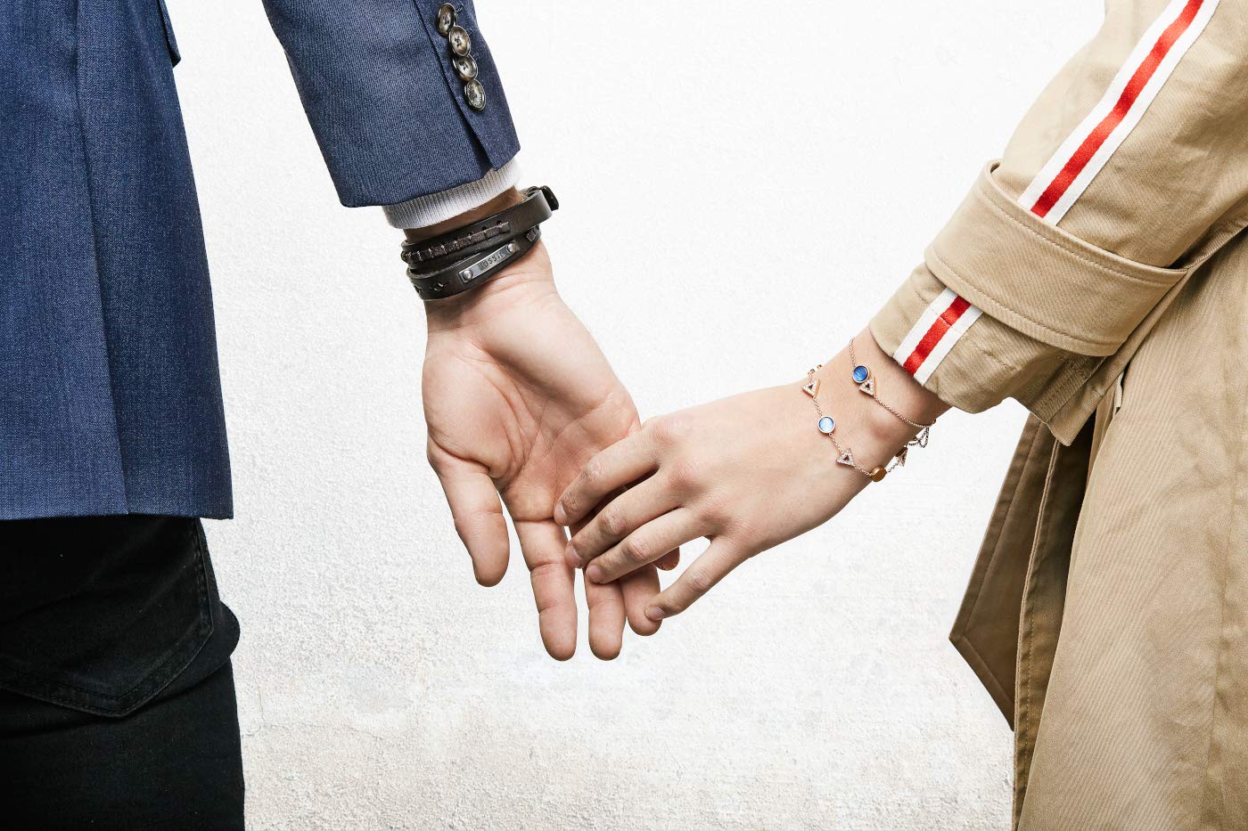 Fossil Bracciale vintage casual da uomo in pelle o acciaio inossidabile con chiusura a moschettone, a fibbia o pieghevole