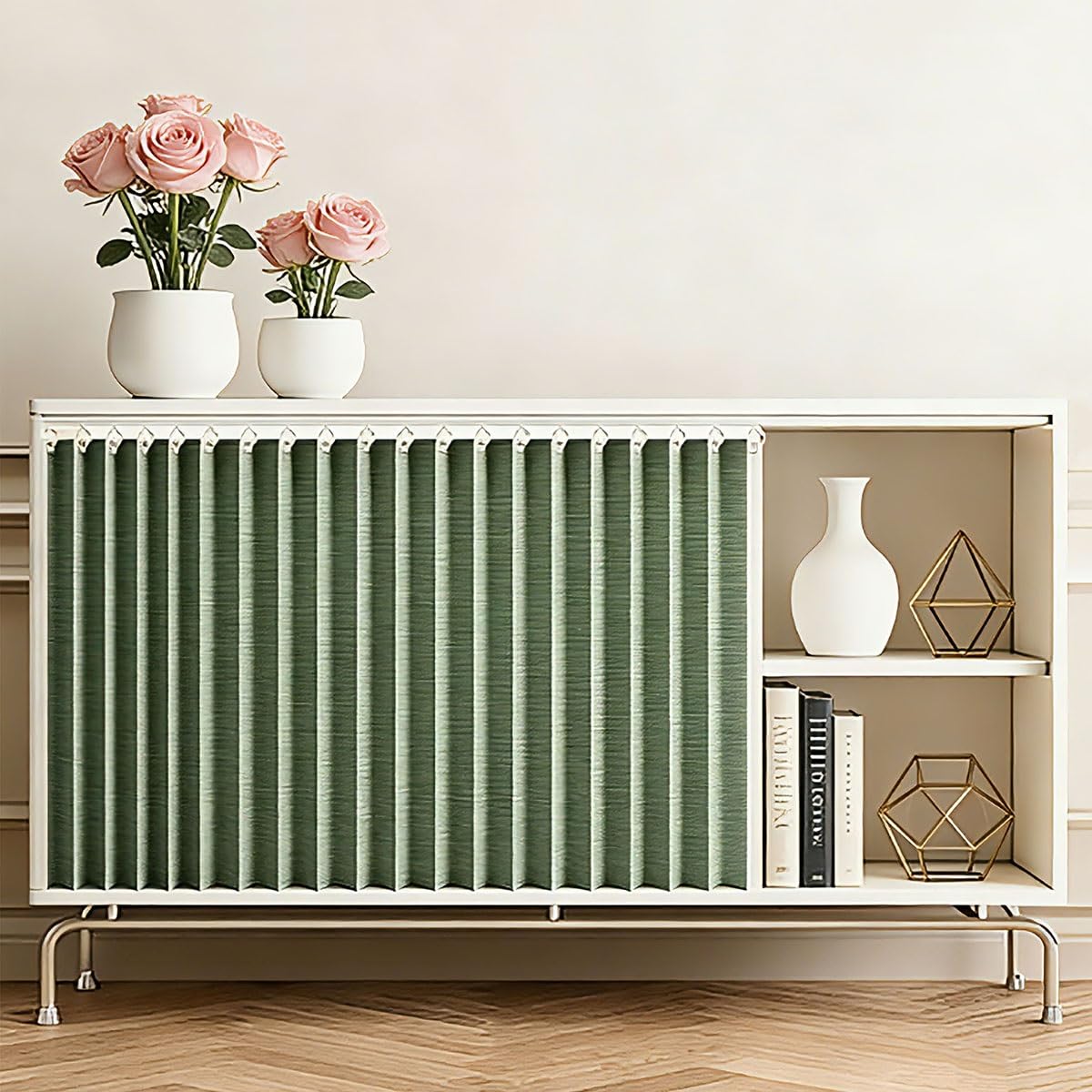Rideau de placard pliable vert étagère sous évier 105x60 cm
