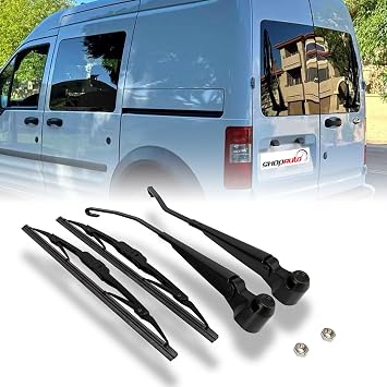 Rear Wiper Arm and Blade Kit for 2010-2013 Ford Transit Connect | Replaces 2T1Z-17527-A 2T1Z-17527-B Premium Plastic Arm Natural Rubber Blade Stainless Steel Nut