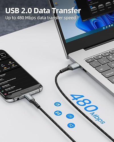 Miniatura 3 de HOTNOW Paquete de 2 cables micro USB de 3 pies, sincronización de datos y cable trenzado de nailon de carga rápida para Samsung Galaxy S6 S7, HTC,