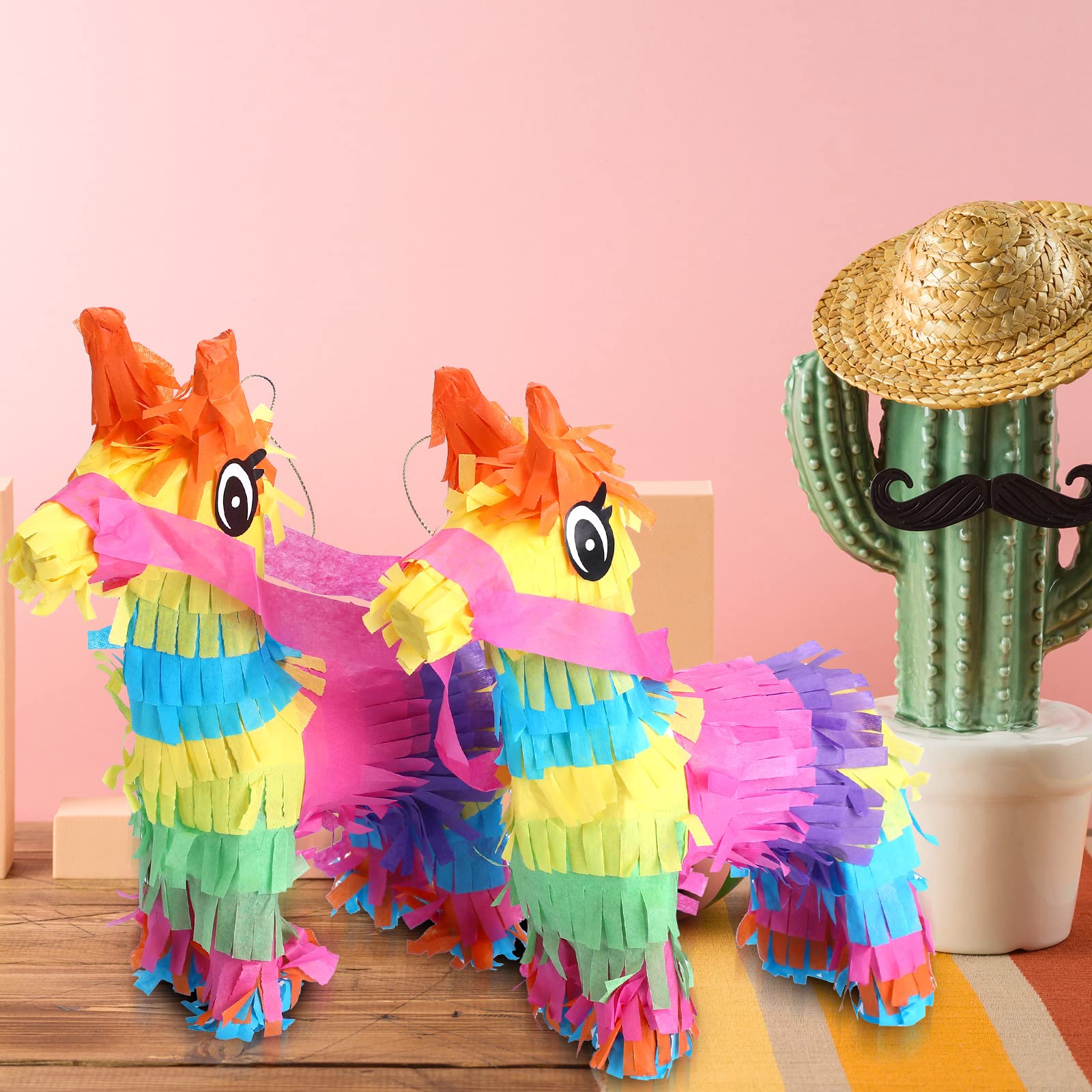24 Mini Piñatas de Burro Piñatas de Burro Arcoíris Pequeñas Piñatas de Fiesta de Cinco de Mayo a Granel Piñatas de Llamas Favores de Fiesta de Burro Mexicanos