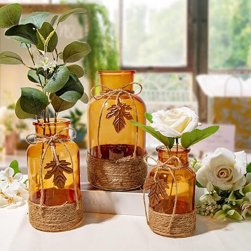 Miniatura 3 de Jarrones de cristal naranja de 8 pulgadas para centros de mesa, decoración de mesa, sala de estar, oficina, comedor, cocina, decoración del hogar,