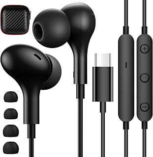 USB C Headphones Wired Earbuds for Samsung S22 S21 Ultra S20 S23 iPhone 15 Pro Max Plus,Magnetic Type C Earphone In-Ear Headset with Mic HiFi Stereo Noise Canceling for Galaxy S22 Ultra A53 Note 20 10