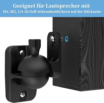 Cozycase Speaker Wall Mount with Fittings - 2 Pieces Swivel/Tilting Speaker Holder Set Robust Speaker Bracket up to 3.5 kg Black