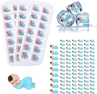 My Water Broke Baby Shower Game with 100 Mini Plastic Babies, 3 Ice Cube Trays, for Party Decorations Baby Shower Games (Blue)