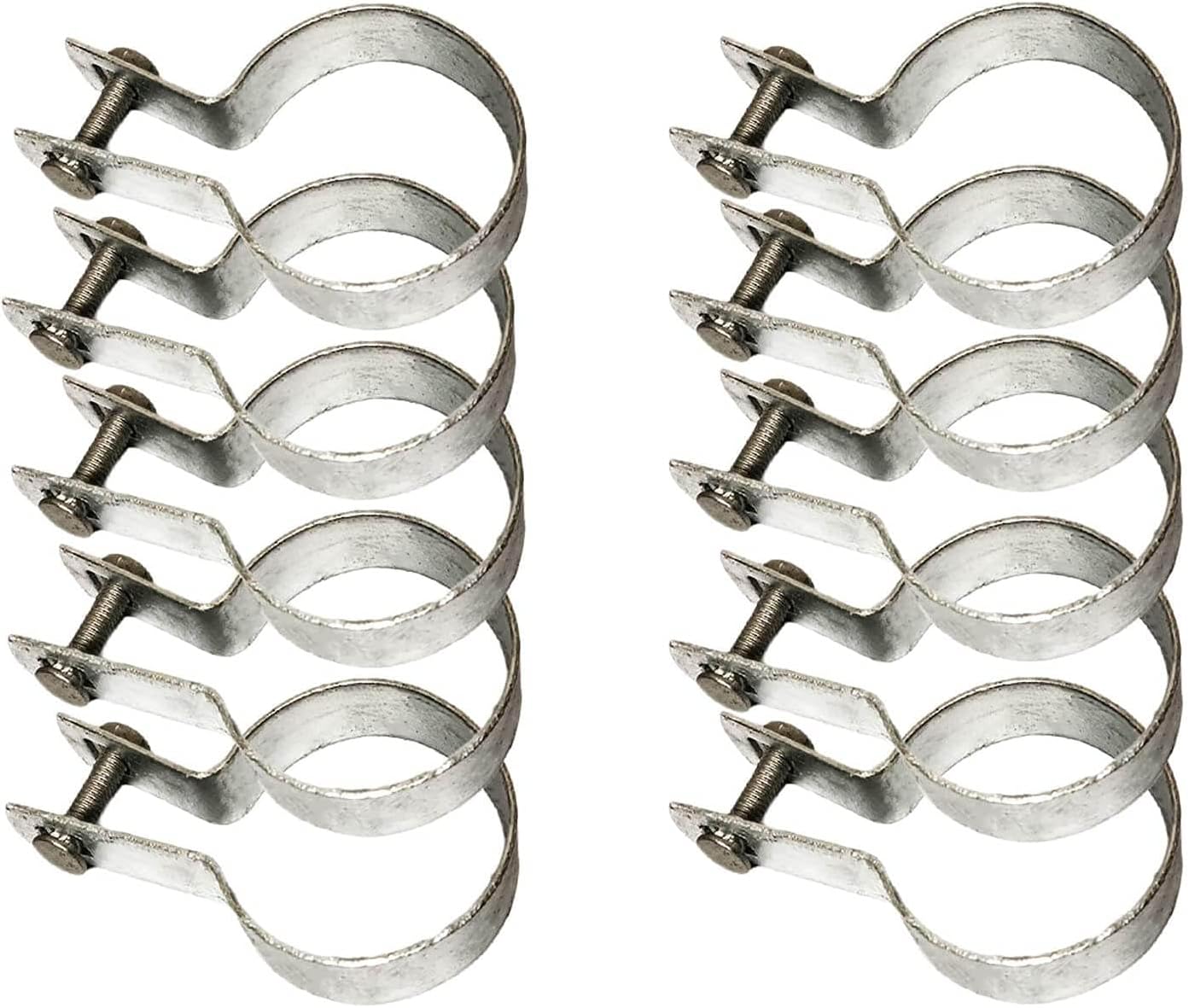 Wulankd 10 Pack Tension Bands with Bolts & Nuts for Chain Link Fence, Gate, Posts (2-3/8")