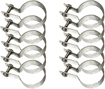 10 Pack Tension Bands with Bolts & Nuts for Chain Link Fence Gate Post 1-7/8"