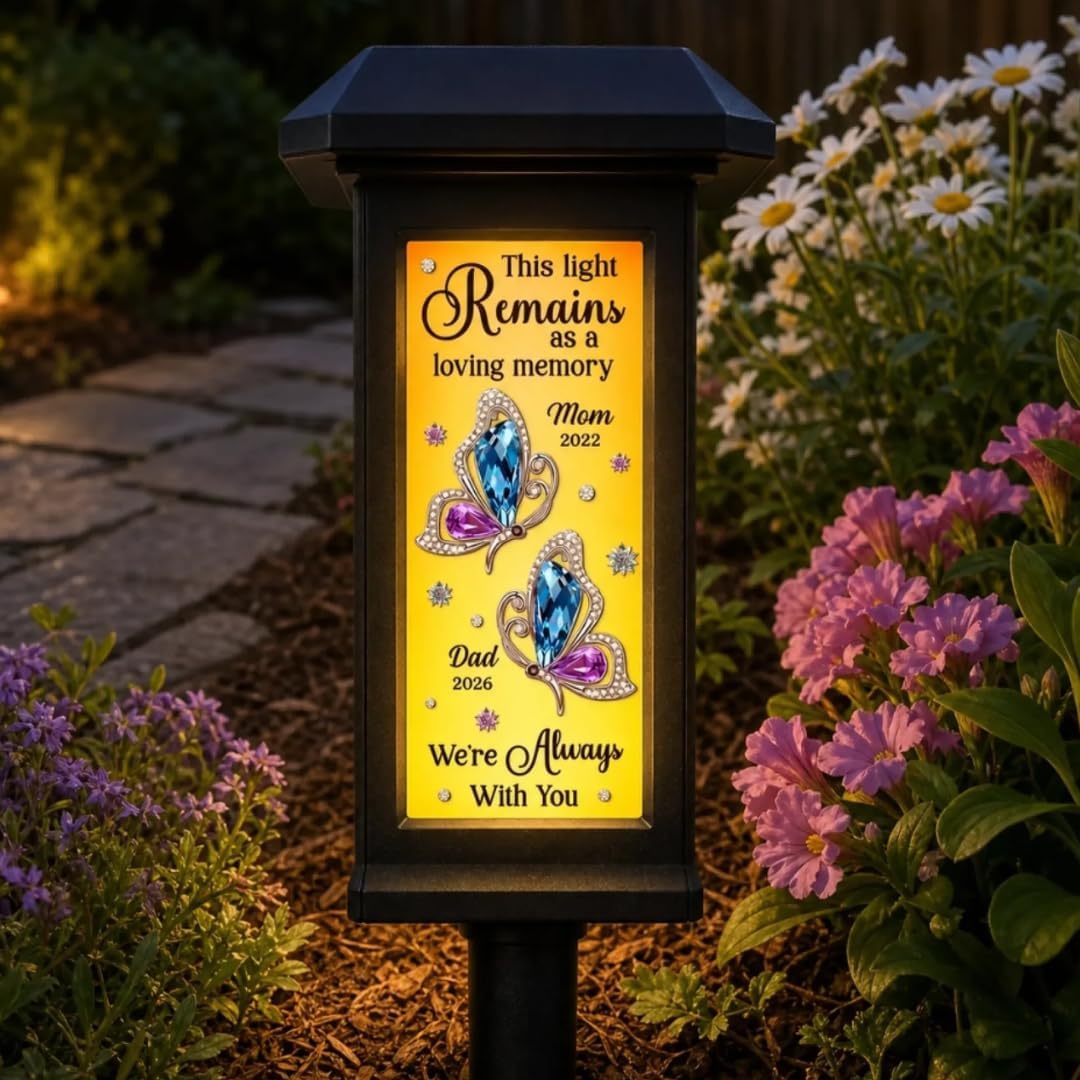 Forever Remembered Forever Loved - Custom Solar Garden Light - Personalized Memorial Sympathy Gifts for Loss of Mom, Dad, This Light Remains As A Loving Memory Cardinal Butterfly Solar Light (2) image 3