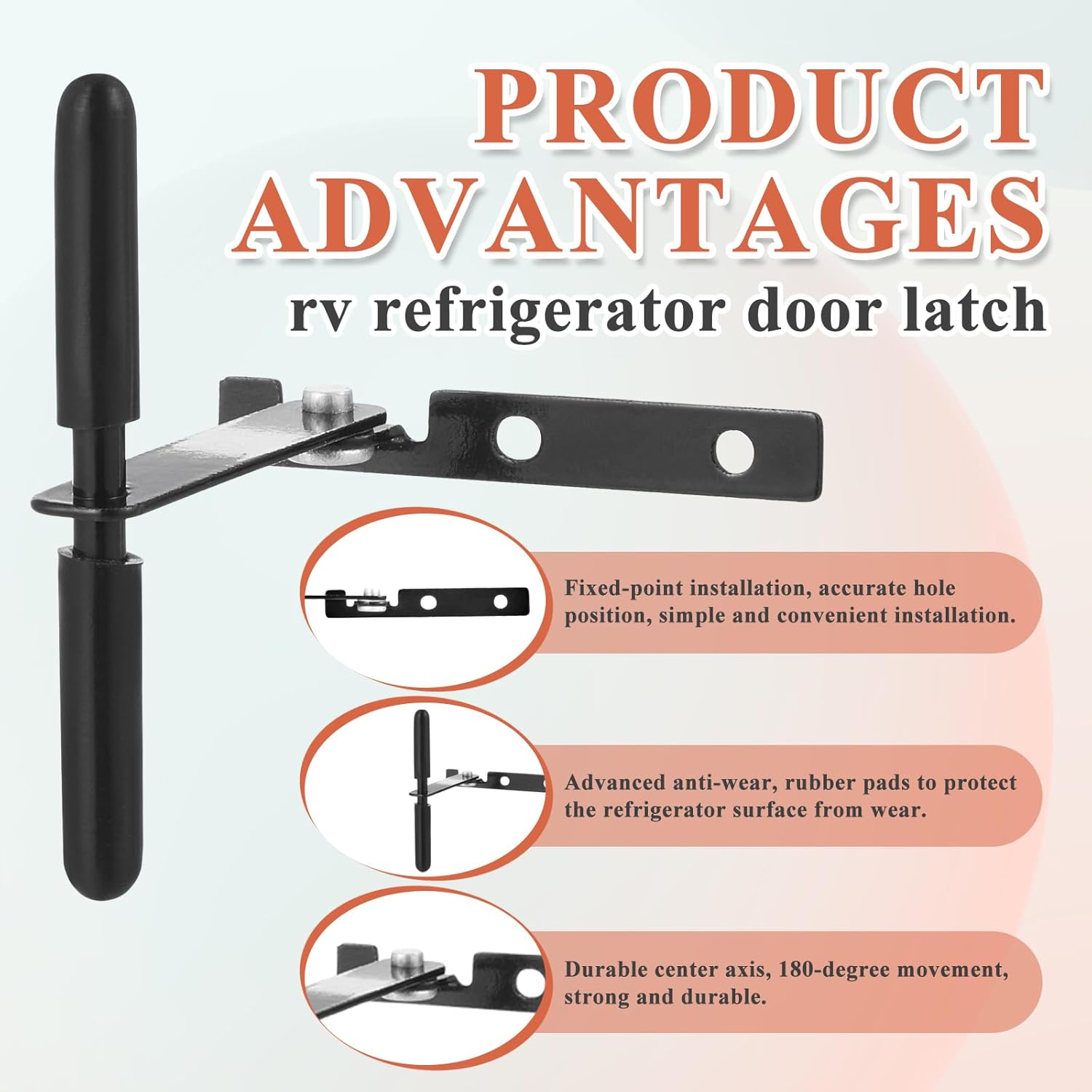 1 Pcs RV Refrigerator Door Latch Fridge Lock 1-3/16" Hole Spacing Furniture Parts Hardware Keeps Fridge Shut While Traveling