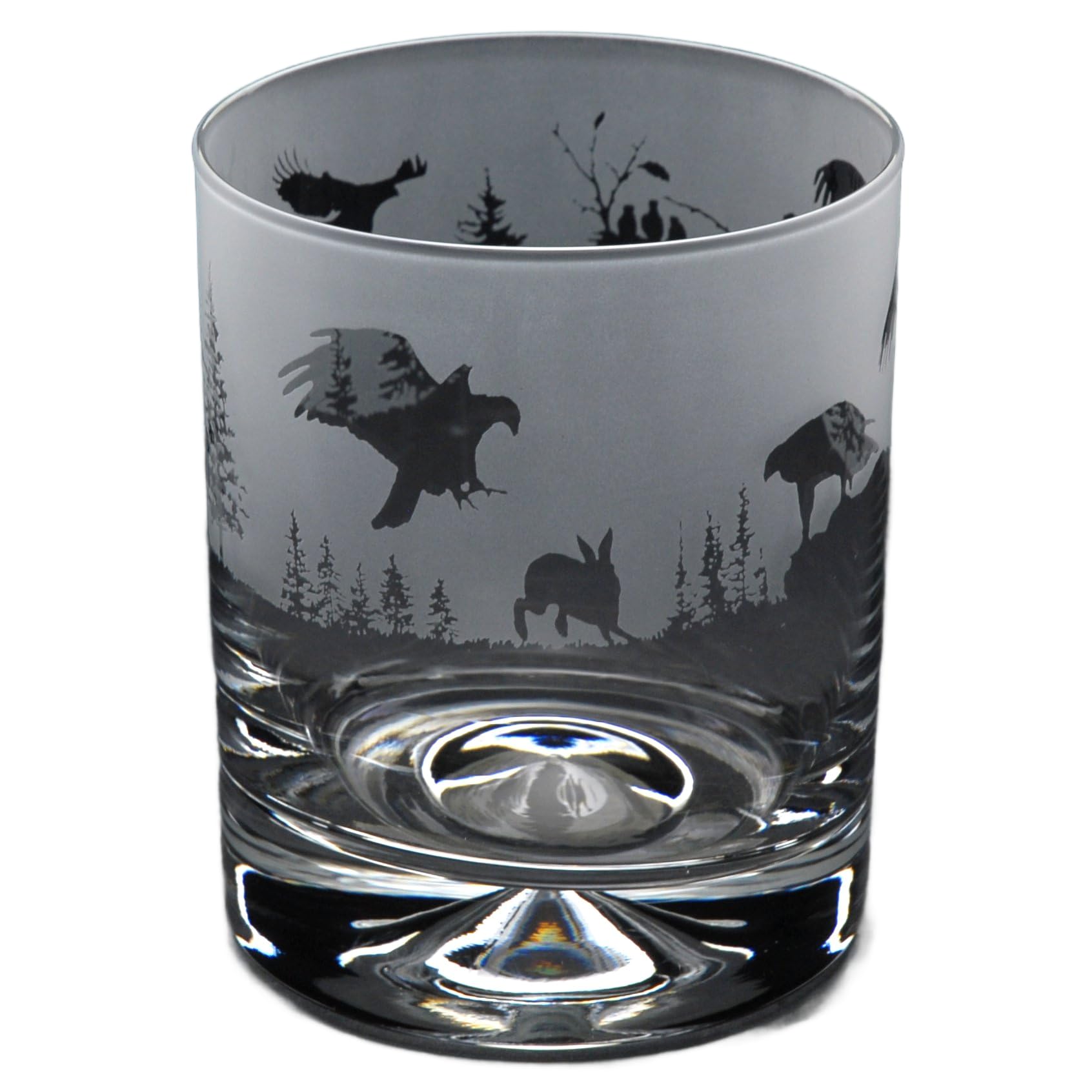 GLYPTIC Glass Art Golden Eagle Hand Etched/Engraved Whiskey Tumbler Glass — image 1