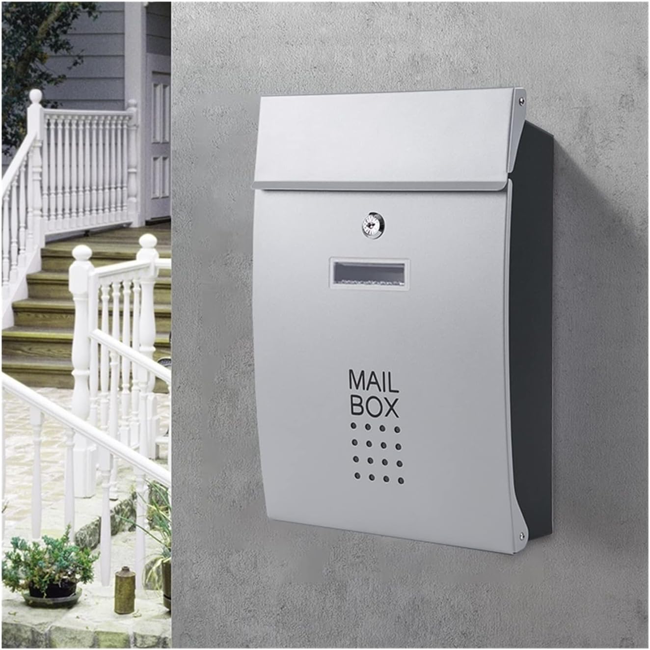 Wall Mounted Mailboxes for Outside,Mailboxes for Outside Wall Mount,Mailboxes & Accessories, Letterbox Posts Mail Drop Collection Boxes Galvanized Steel Wall Mount Mailboxes Mailbox Covers Package Loc