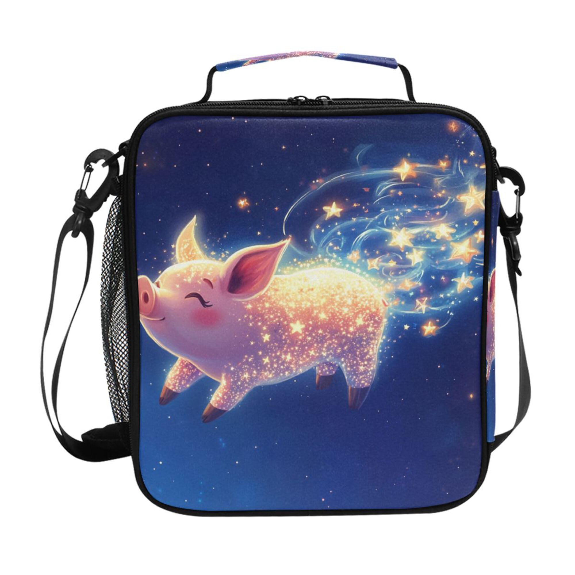 Cute Pet Pig Insulated Girls Lunch Box with Water Bottle Holder Boys Lunch Box Tote for Amusement Park