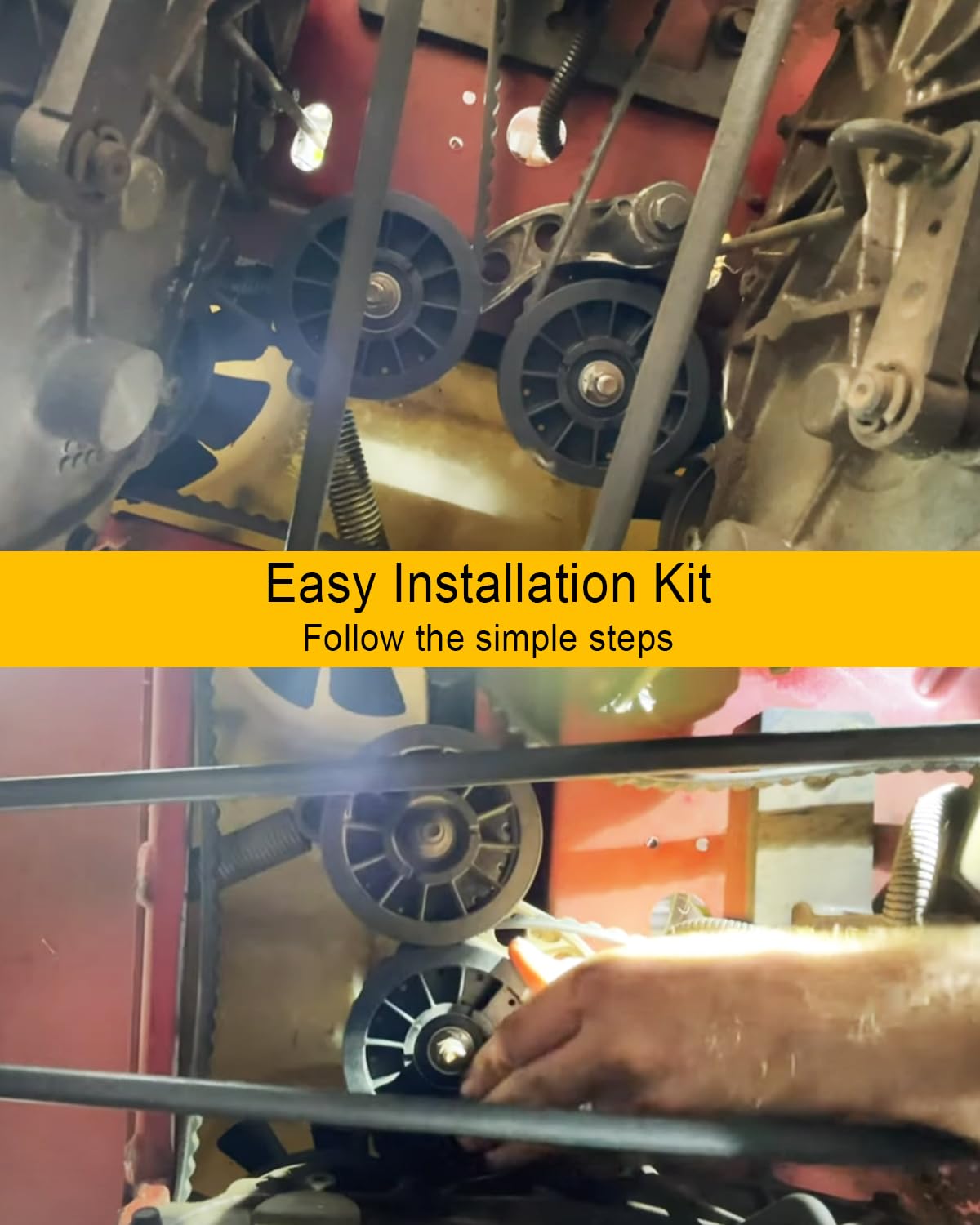Replace 587973001 587969201 Pulleys & 580364609 Belt Kit Fit for Husqvarna HU700H Poulan Pro PR675AWD Craftsman Series Lawn Mower, Idler Pulley Drive Belt Kevlar Repair kit