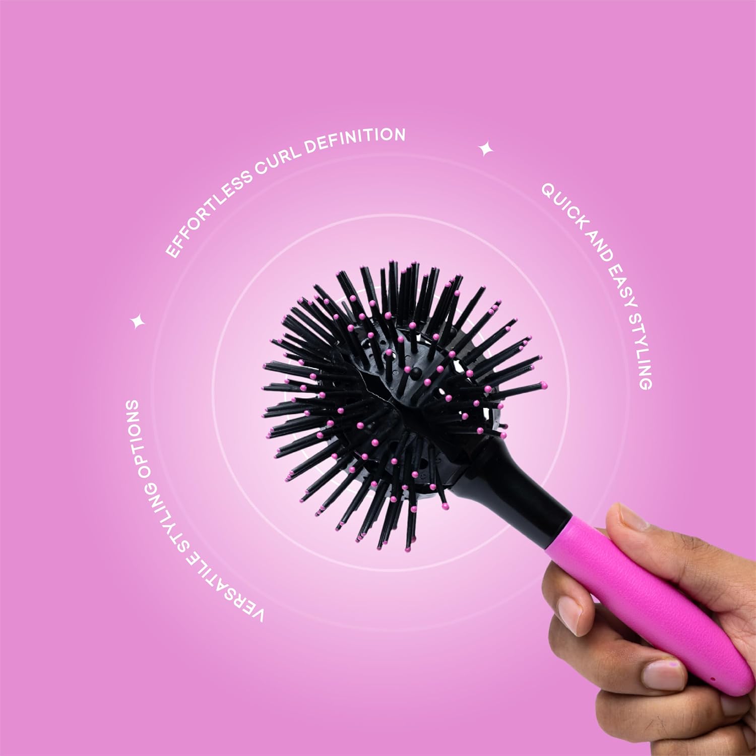 3D Curl Defining Brush - Revolutionary 360° Design for Effortless Curl Definition & Voluminous Blowouts | Suitable for All Hair Types (Pack-1)