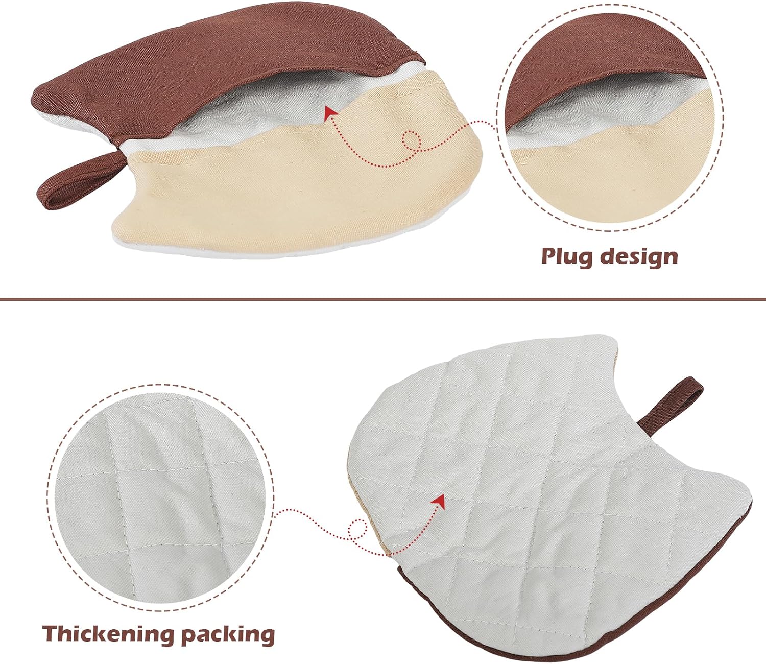 Cat Shape Pot Holders for Kitchen, Potholders with Pocket Cotton Hot Pads Cute Kitchen Accessories,Pot Holder for Cooking BBQ Oven Baking (Brown) image 3