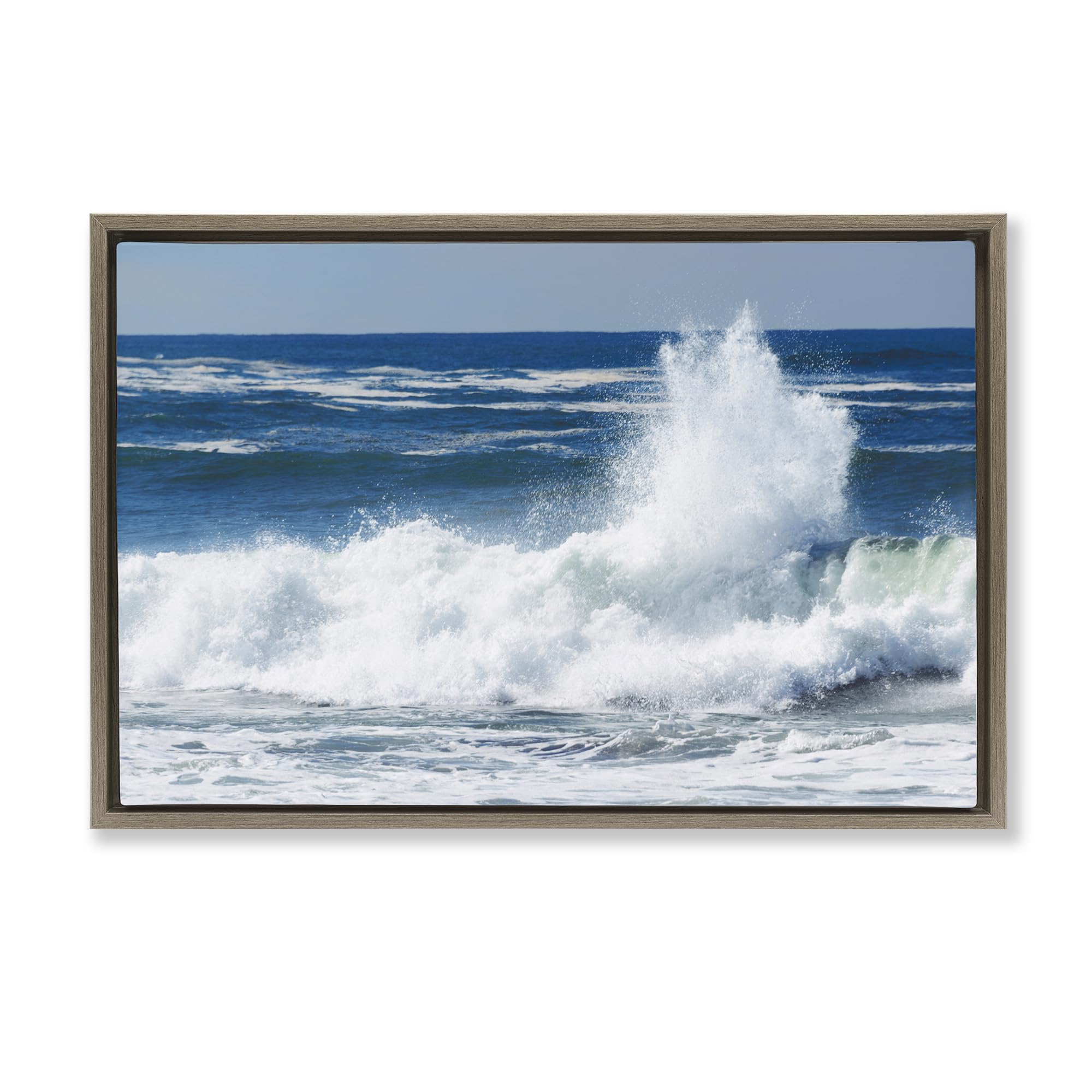 Stupell Industries Montalcino Elm (Textured) 'Crashing Waves Splash'| Floating Frame Canvas Art