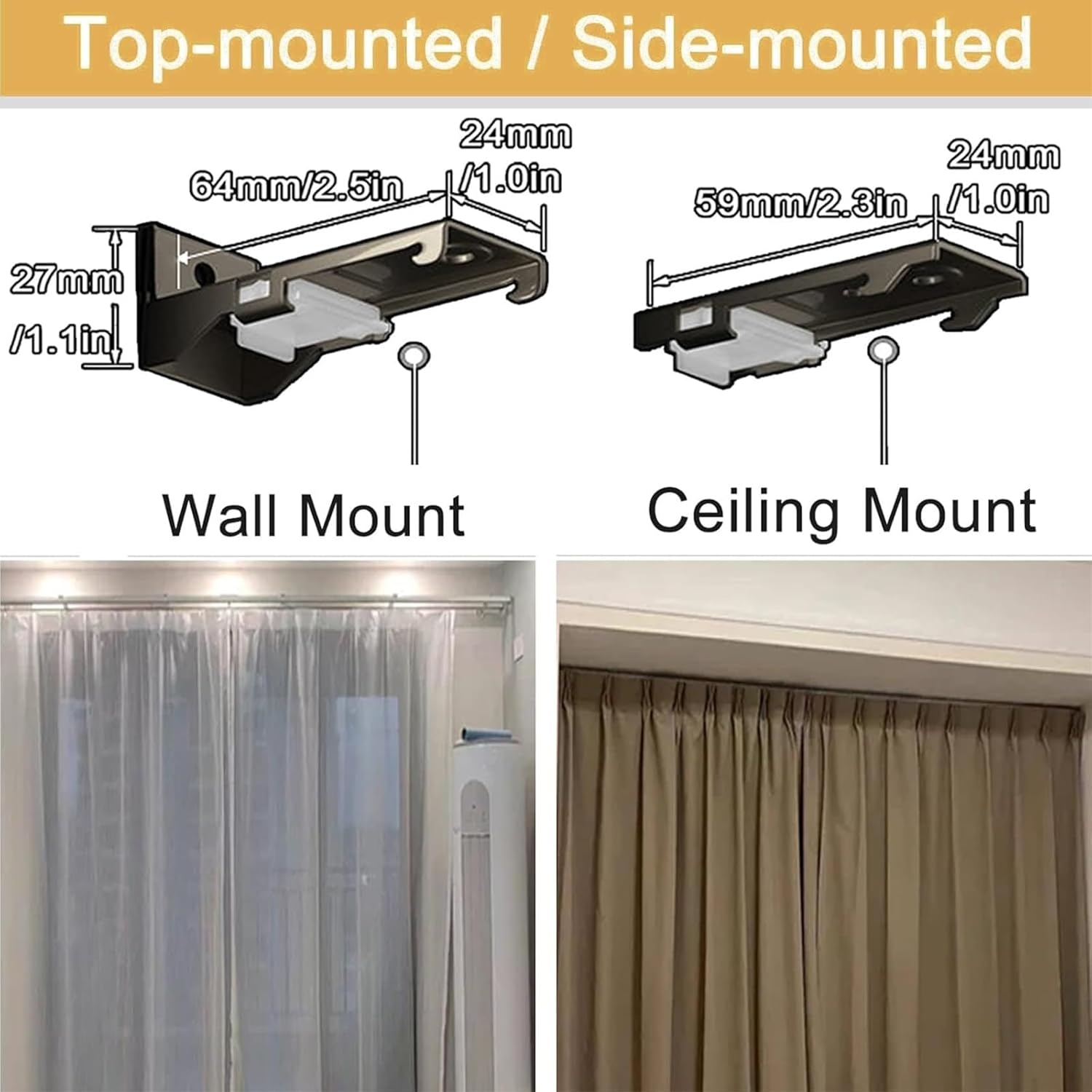Sliding Curtain Track Curtain Rail Set, Heavy-Duty Aluminum Sliding Track System with Silent Roller, Ceiling/Wall Mounted Metal Rail Gliding for Room Dividers and Privacy Drapes