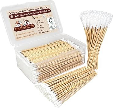 400 PCS Dog Ear Cleaning Swabs, Eyxformula 6 Inch Extra Long Cotton Swabs