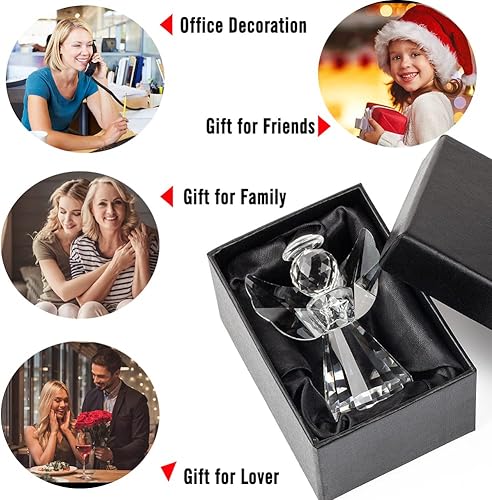 Miniatura 6 de Colección de figuras de ángel de cristal, bonito adorno de cristal, estatua para decoración del hogar, mesa de animales, regalo coleccionable en el