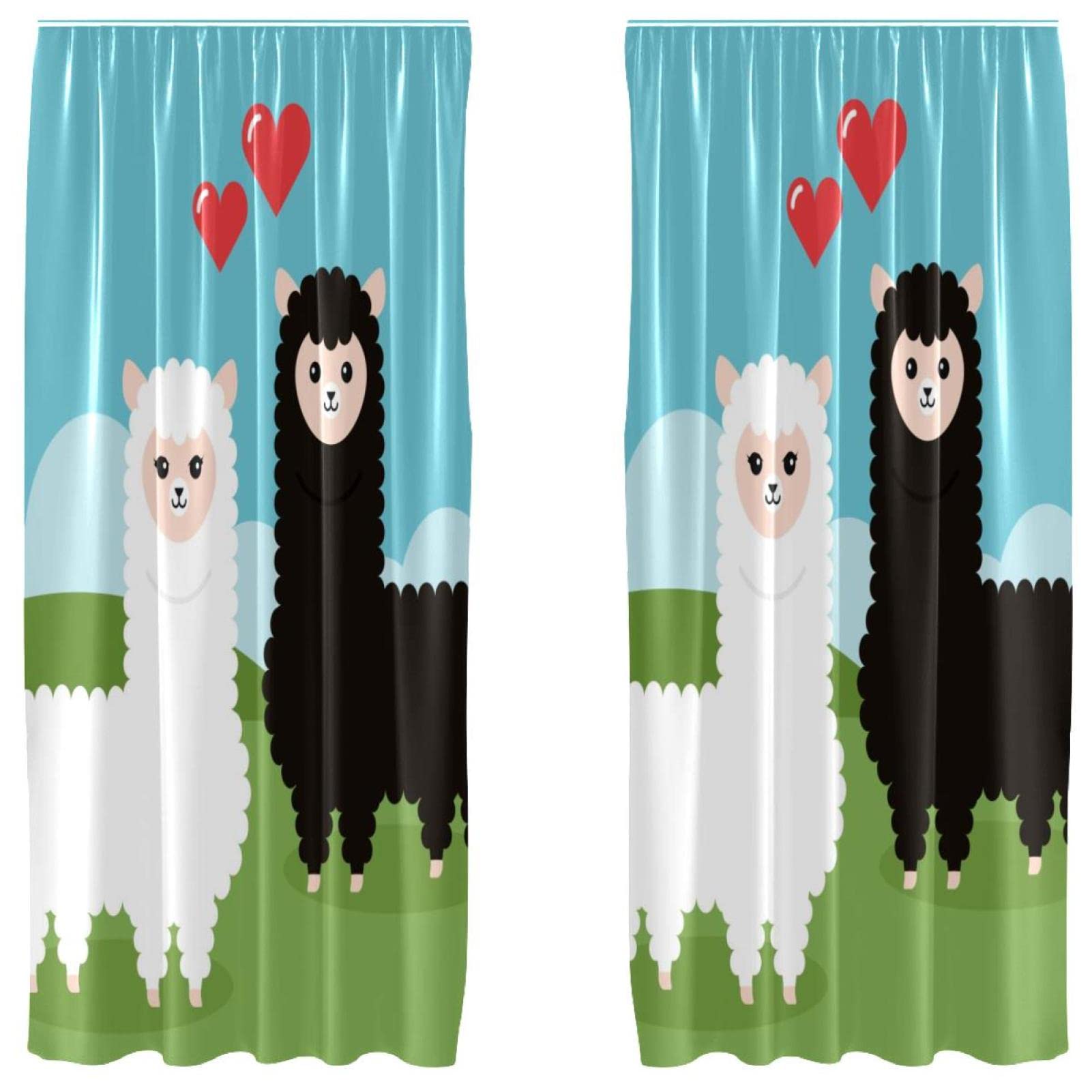 Rideaux occultants 140x213 cm motif alpaga noir et blanc microfibre