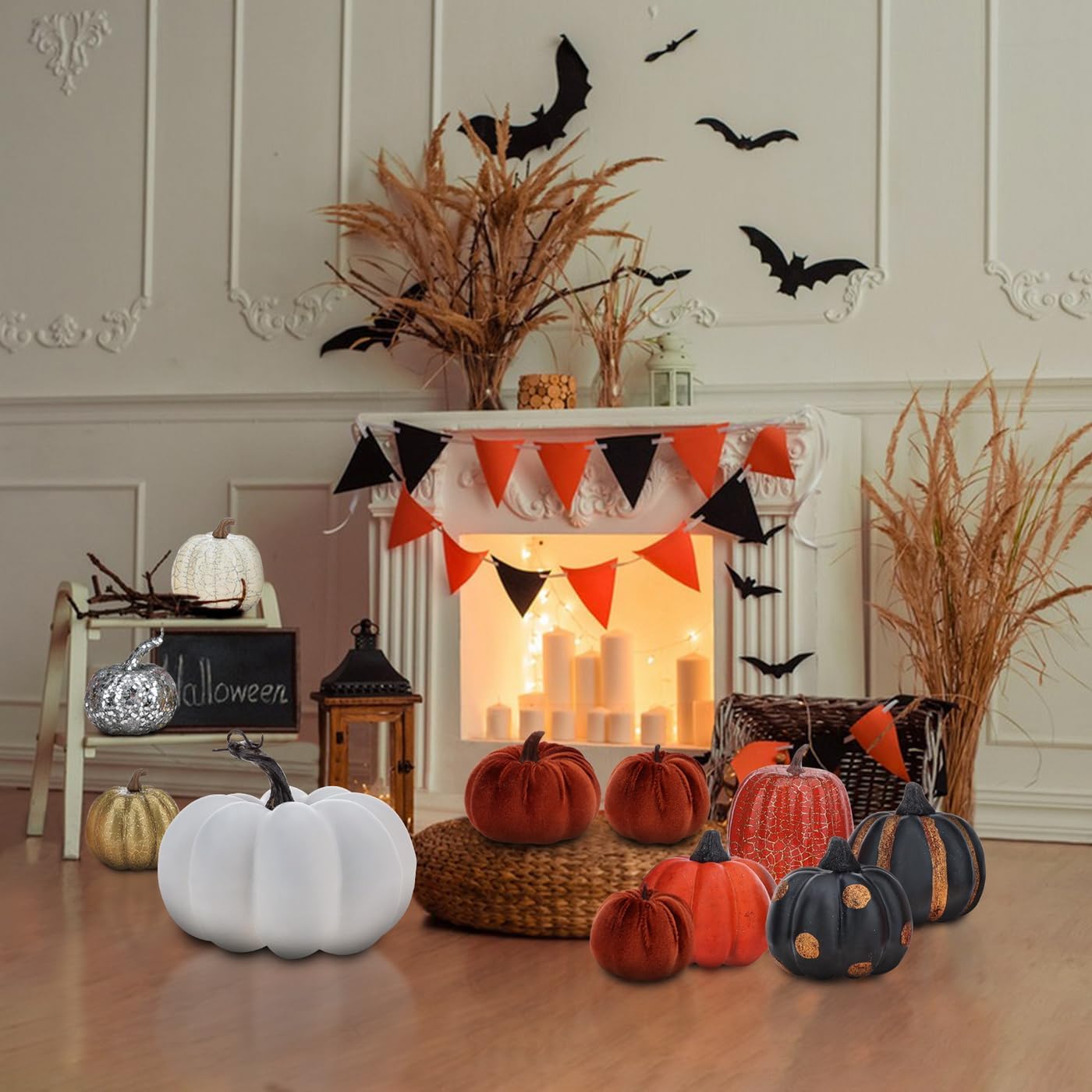 5.9 Inch White Pumpkin Artificial Foam Small Pumpkins Fall Harvest Decor Realistic DIY Craft Fake Pumpkins for Halloween Thanksgiving Wedding Party Autumn Paintable Centerpiece Decoration