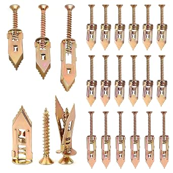120Pcs Drywall Self Drilling Anchor with Screws Kit 60 Sets, 3 Sizes Heavy Duty Expansion Plasterboard Fixings, No Pre-Drill Metal Wall Anchors for Hanging Shelves, Picture, Cabinet