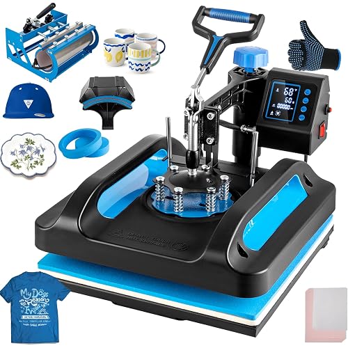 Leomru 5 in 1 Heat Press Machine, Heat Press 15x15, Multifunction T Shirt Press Machine, 360-Degree Swing Away Sublimation Heat Press Machine for T-Shirt Mugs Hat Cap Slide Out
