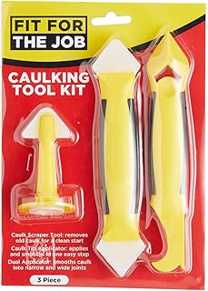 Fit For The Job Kit Outils de calfeutrage 3 pc pour appliquer et lisser les joints, enduits, mastic silicone et joints de carrelage ou retirer les anciens, id&eacute;al pour salle de bain, douche et cuisine