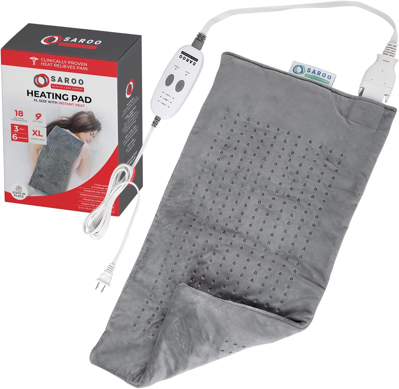 SAROO Massaging Weighted Heating Pad Electric Heating Pad