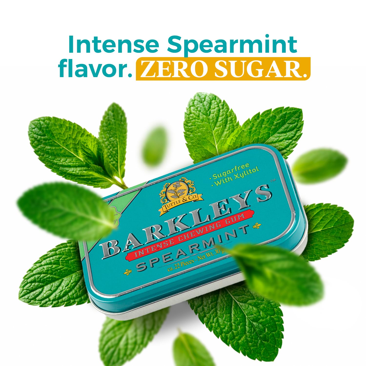 Gomme da Masticare Alla Menta- Barkleys Spearmint - Tuttle & Co. - Scatola di Metallo - 9 x 30 g