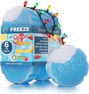 FITY Freeze The 6 Pack - A Space Saving Freezable Ice Pack use w/Lunch Boxes, Diaper Bags, Sore Muscles, 16oz can Cooler tumblers, Beach Bags, Coolers, and More.